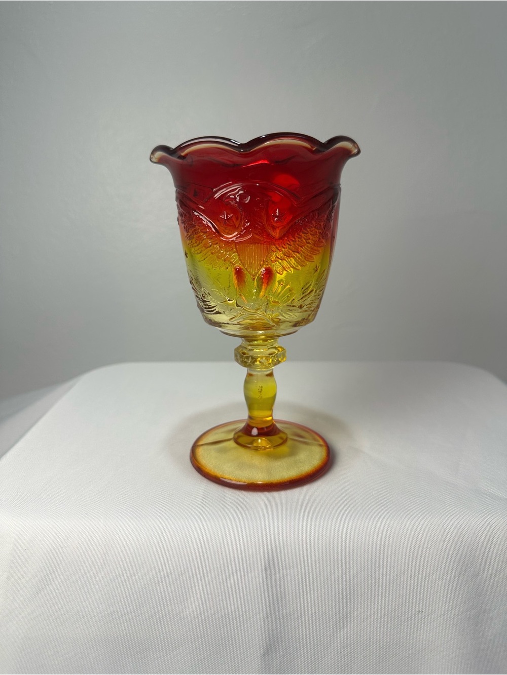 Mid century Amberina Glass Goblet
